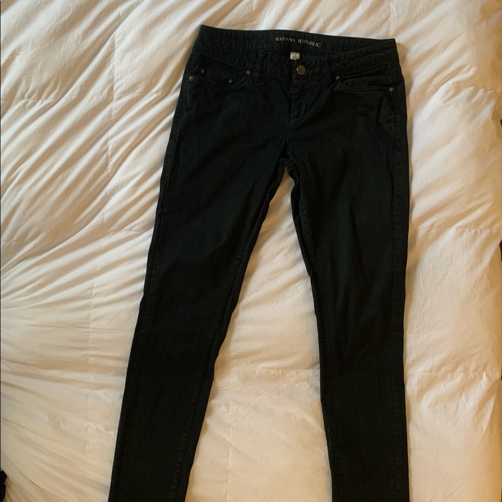 Banana Republic black stretch skinny jeans.